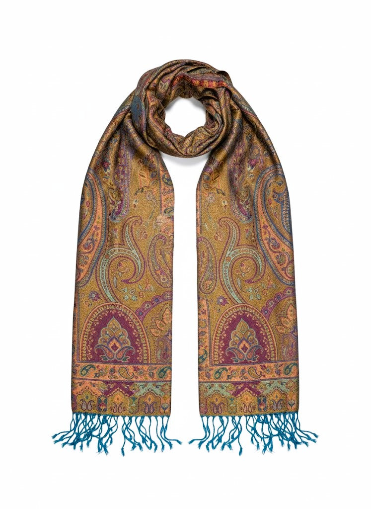 Indischer Paisley-Schal – Indigo Sunset