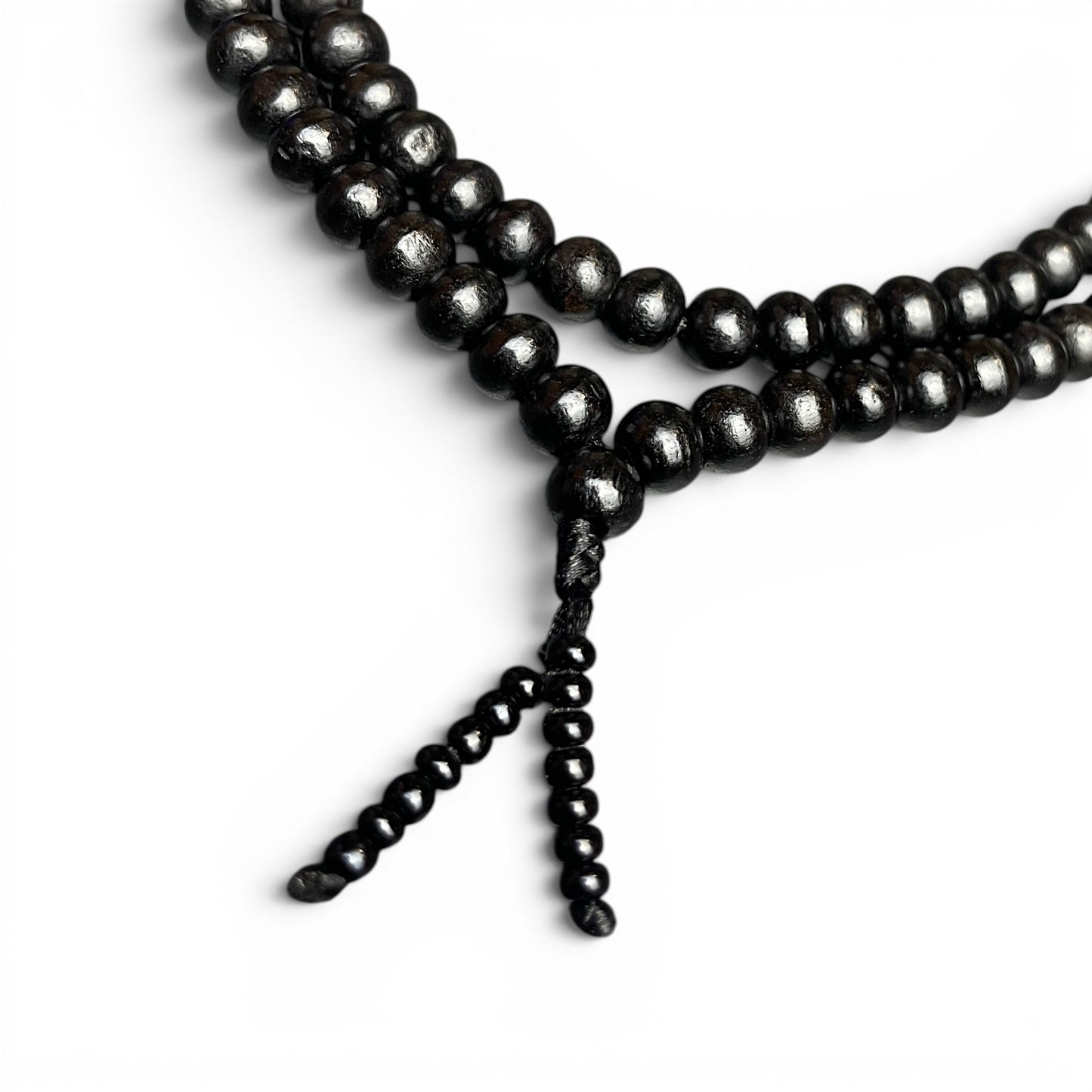 Ebenholz Mala Guru-Bead Detail – schwarze Perlenschnüre Abschluss, Mala Kette kaufen Schweiz