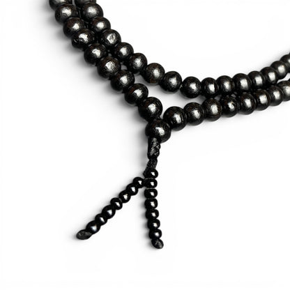 Ebenholz Mala Guru-Bead Detail – schwarze Perlenschnüre Abschluss, Mala Kette kaufen Schweiz