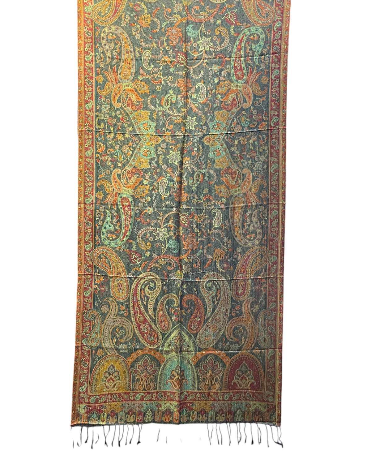 Paisley Schal Smaragdgrün mit Bordeaux, Muster im Ganzen – Himalaya Vibes Bern