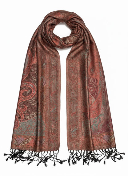 Indischer Paisley-Schal – Mahogany Haze