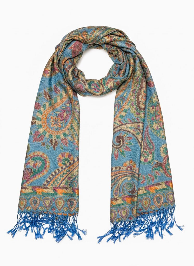 Indischer Paisley-Schal – Saffron Indigo Shift