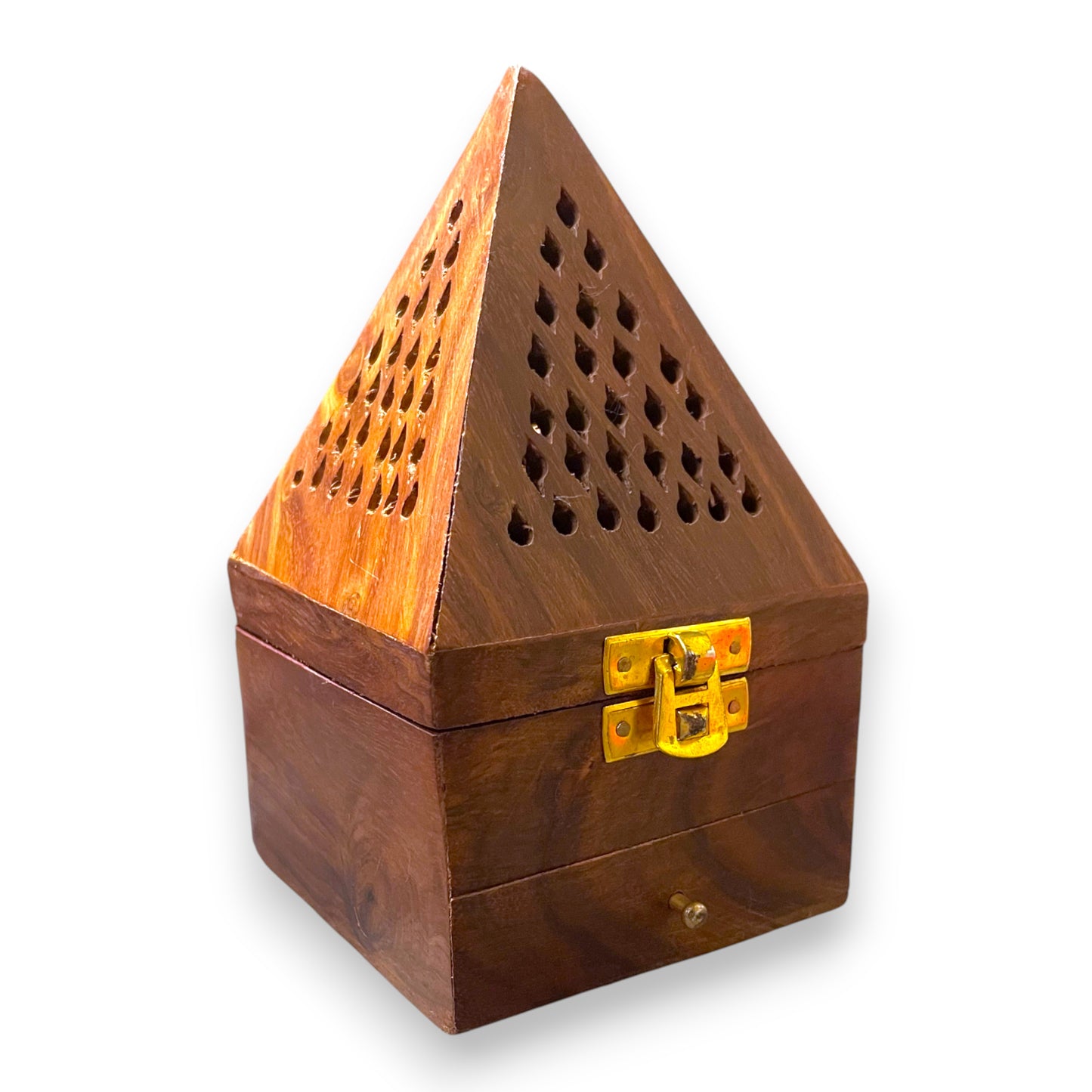 "Pyramid" smoking box – Handmade from wood with drawer