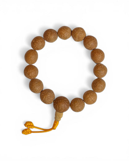 Mala Armband aus Bodhi Samen, gesegnet im Namdroling Kloster – Tibet Laden Schweiz.