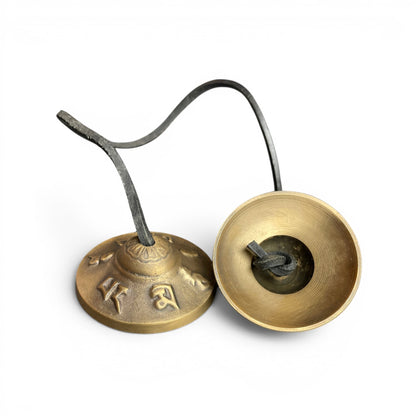 Mantra-Zimbeln Tingsha 6cm innen und aussen – Dharma-Rad Innenseite, Messing Zimbeln Schweiz
