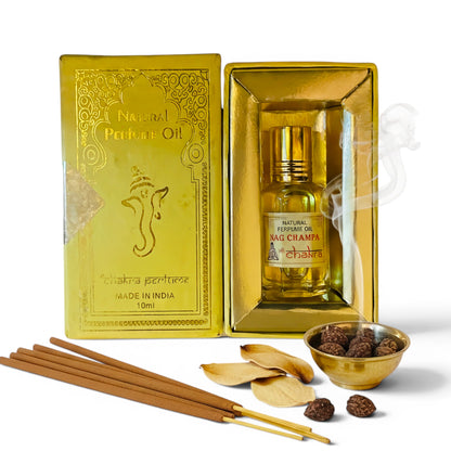 Nag Champa Chakra Parfümöl Roll-On 10 ml – natürliches Duftöl aus Indien | Himalaya Vibes
