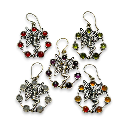 Feen Hängeohrringe mit Edelsteinen Märchenhaft & Filigran , 40 mm