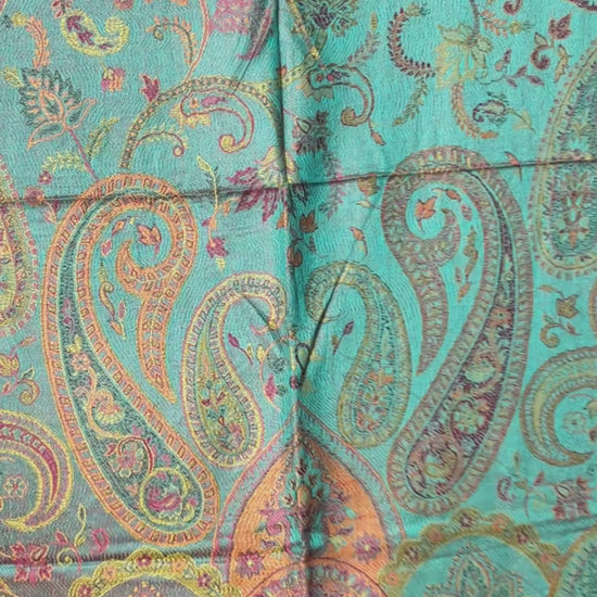 Muster Detail: Paisley Muster Detail Smaragdgrün Gold Schal Video