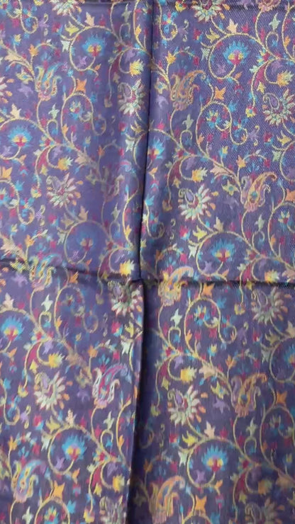 Original Jacquard Schal aus Indien – Paisley & Blumenmuster in Violett-Blau