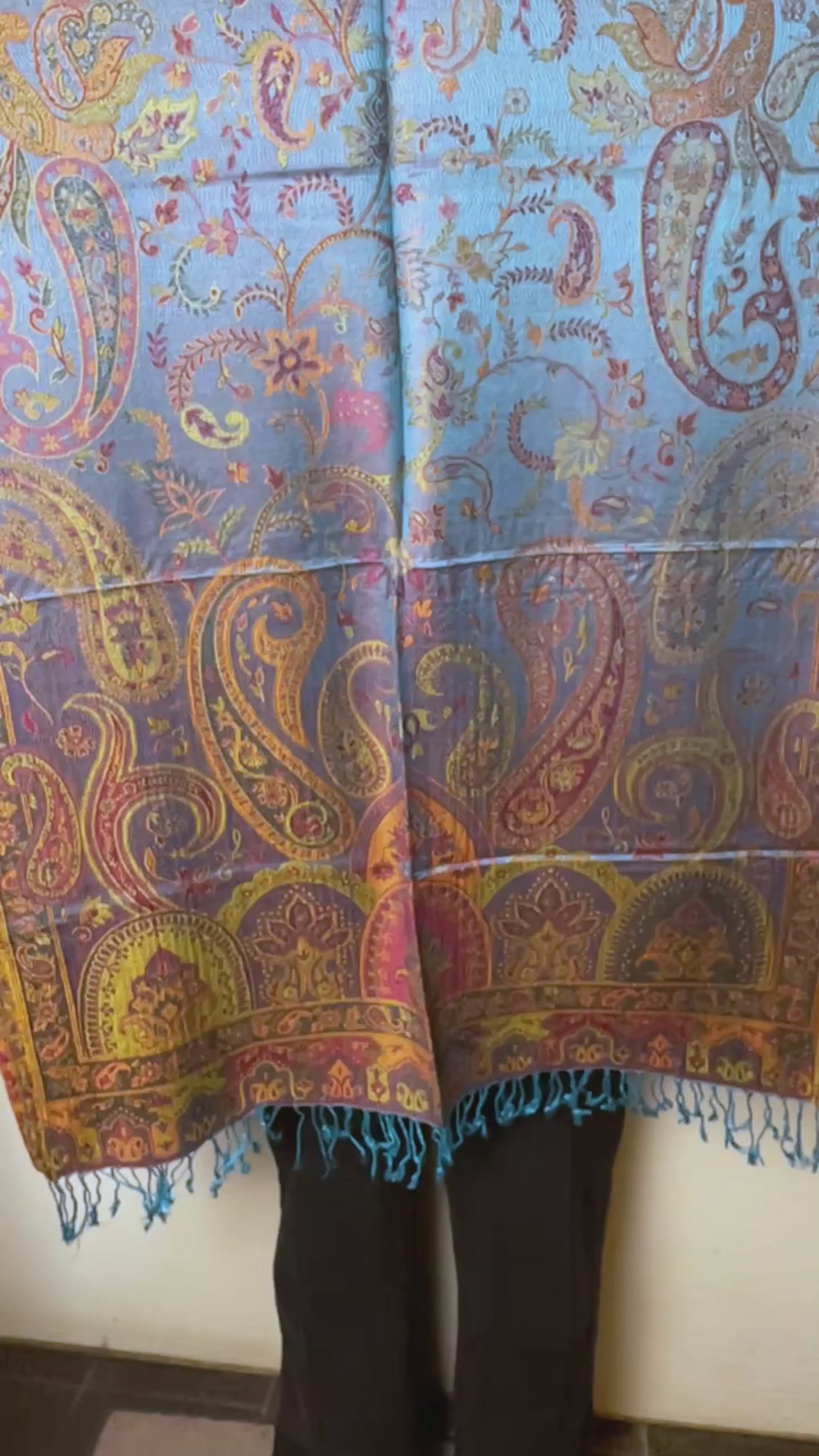 Getragen: Unisex Paisley Schal Damen Herren Stola türkis gold video