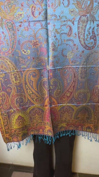 Getragen: Unisex Paisley Schal Damen Herren Stola türkis gold video