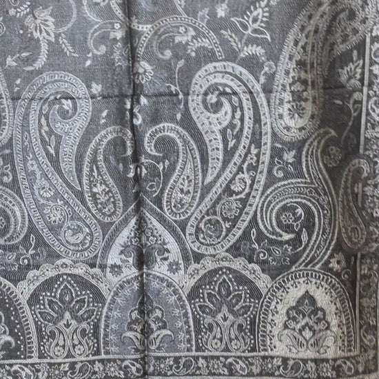 Getragen: Unisex Paisley Schal Damen Herren Silber Grau Schwarz video