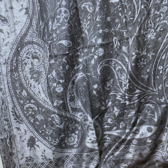 Midnight Silver Elegance Paisley Schal aus Indien Seide Viskose Video