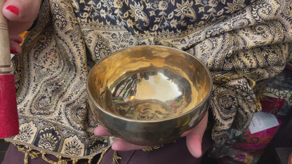 Tibetische Klangschale 16 cm Ø Handgemacht Oben Klang und Frequenz