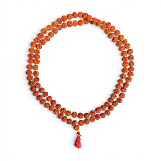 Rudraksha Mala Mittel – 108 echte Rudraksha-Samen à 8 mm, vollständige Mala im Kreis