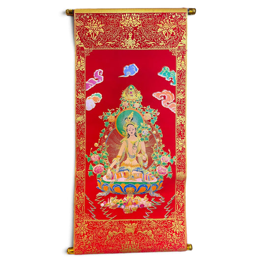 Tara Thangka Rollbild gross, 75x34 cm, Gesamtansicht – Himalaya Vibes