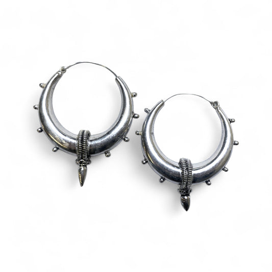 Chunky Hoop Tribal Crescent Bold, Ethno & Statement-Stark