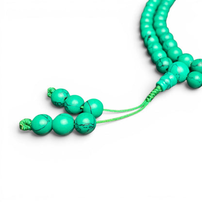 Türkis Mala Abschluss Nahaufnahme – Guru-Bead und Zählperlen, Mala kaufen Bern
